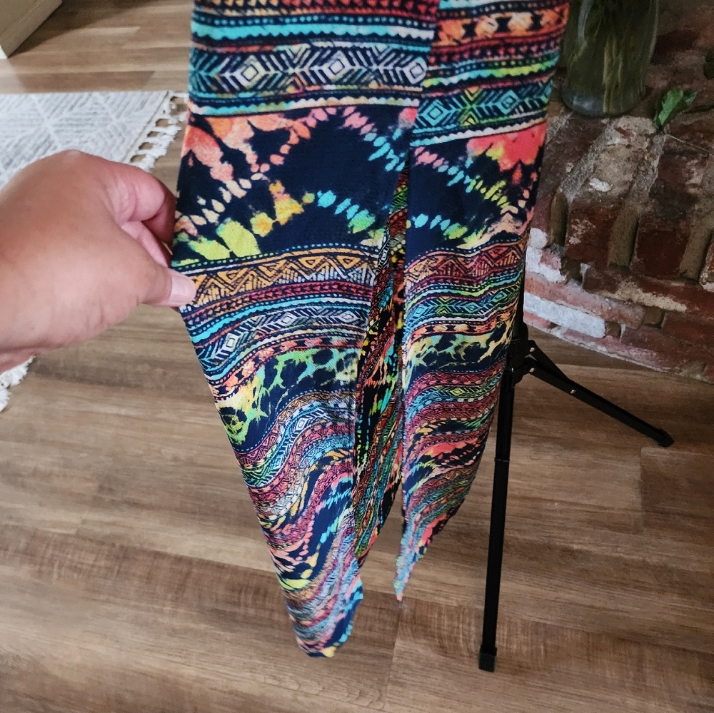 Aqua Multicolor Pattern Flutter Sleeve Maxi Sundress - Picture 3 of 11